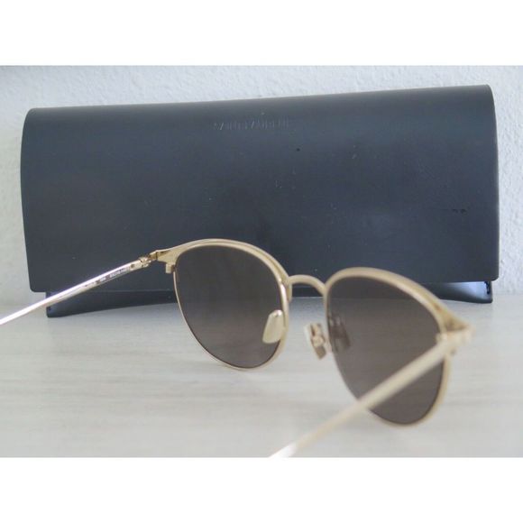 Saint Laurent Titanium SL148T 004 Gold Frame Sunglasses $499 - Picture 3 of 11